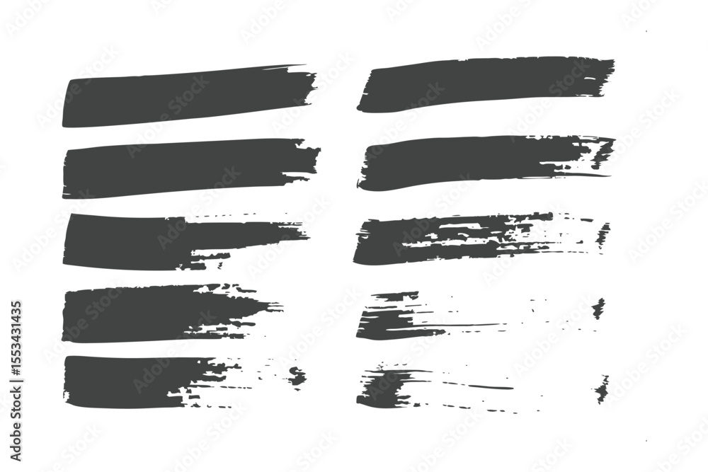 Poster brushstroke texture: abstract high-angle view of a set of dark gray brushstrokes and paint strokes, 