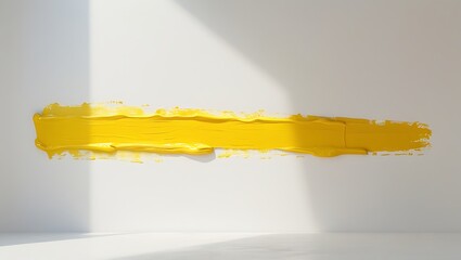 Horizontal Yellow Paint Brush Stroke on White Background