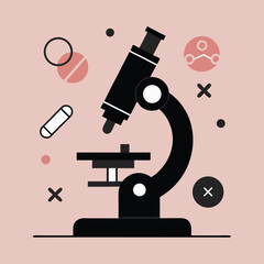 Stylized Minimalist Microscope Illustration Medical Science Vector Graphic