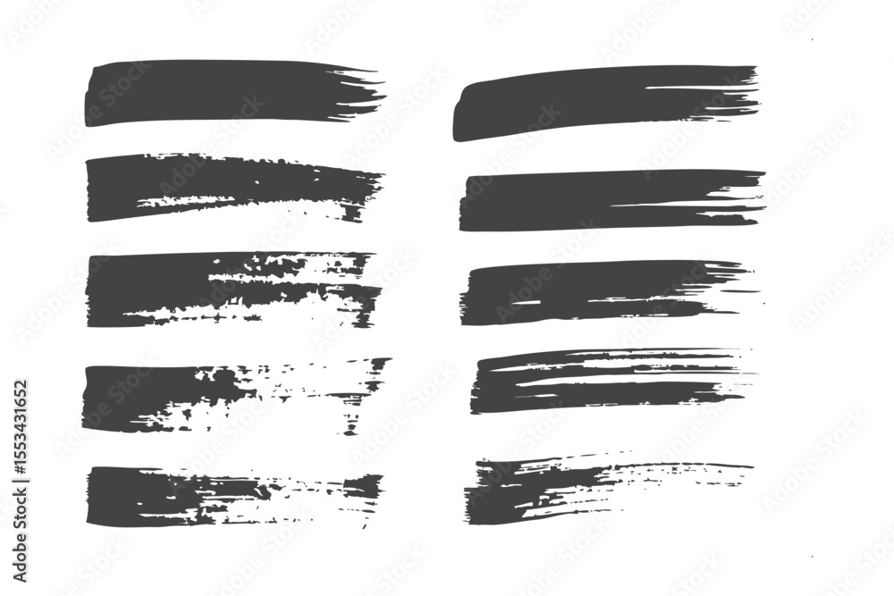 Poster dark gray paint brush strokes: a set of twelve dark gray paint brush strokes, offering a variety of 
