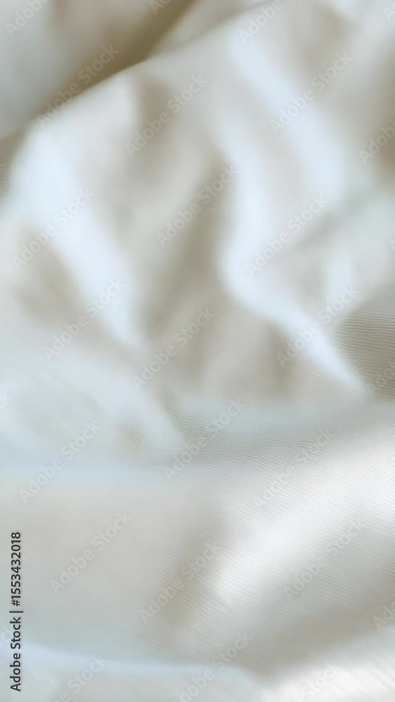 Poster close up texture of flowing white fabric, soft material with smooth folds, minimalistic design and a