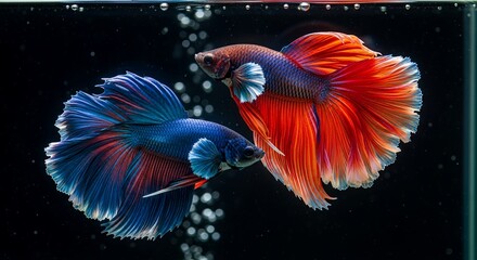 Stunning Siamese Fighting Fish Duo: A Captivating Underwater Dance