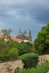 Obraz premium The view of Prague Castle and Saint Vitus Cathedral - an ancient castle complex in Prague. Czech Republic 