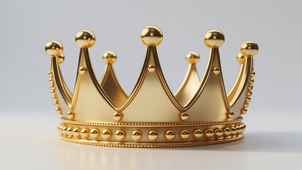 Golden Crown with Ornate Details on White Background