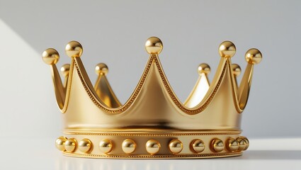 Golden Crown with Spherical Ornaments on White Background