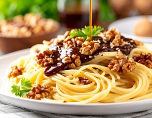 spaghetti with walnut sauce AI generated