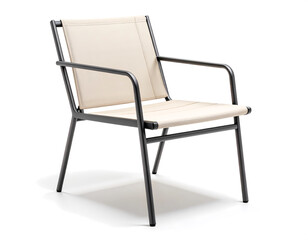 Modern Aluminum Garden Chair with Beige Canvas – 3/4 View Isolated