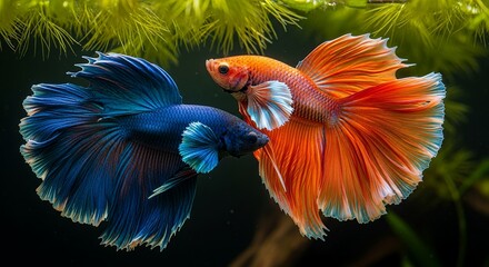 Vibrant Siamese Fighting Fish Duo
