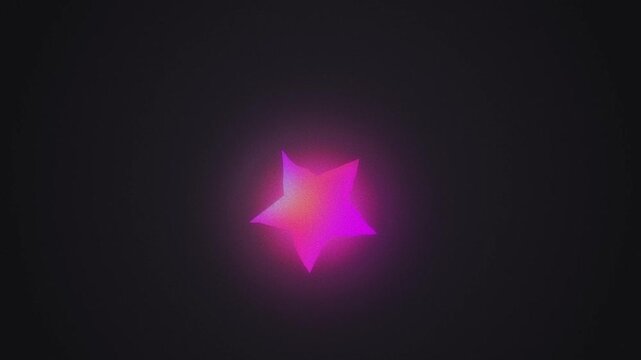 Grainy Retro Loop Animation of Abstract Blurred Orange, Pink, Red and Yellow Morphing 5 sided star in Seamless Motion