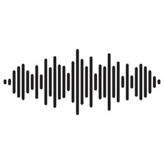 minimalist black play button with audio waveform icon on white background
