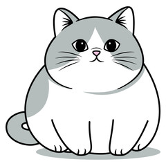 Fat cat. chubby cat outline vector illustration. cat vector