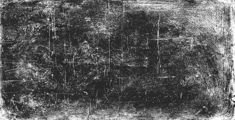 Texture of old surface on black background with white scratches. Worn, torn, weathered effect. Distressed black texture.Vector illustration, EPS 10.