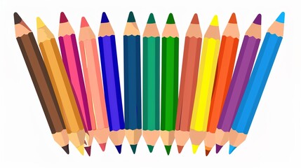 Fototapeta premium Vibrant Kids Drawing Tools Collection with Crayons, Markers and Pastels on White Background, Creative Art Supplies Flat Lay for Childrens Craft Activities and Educational Play