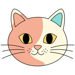 cute funny cat characters faces, animals emtion, cat face. vector cartoon cat faces for design.
