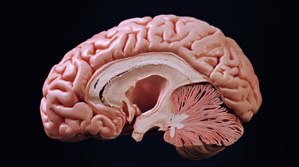 Pathology of Alzheimer’s Disease, Artistic representation of a brain with intricate details on a dark background.
