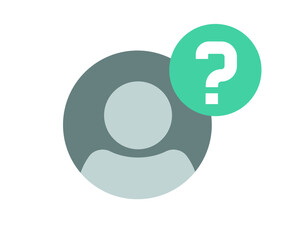 Anonymous unknown person icon vector graphic, hidden guest account sign symbol silhouette, mysterious user identity profile with question mark pictogram flat cartoon, suspect incognito man image