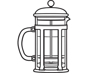 Stylized coffee maker vector line art design graphic