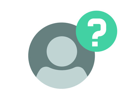 Anonymous unknown person icon vector graphic, hidden guest account sign symbol silhouette, mysterious user identity profile with question mark pictogram flat cartoon, suspect incognito man image