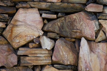 A wall made of rocks with a brownish color