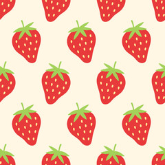 Red strawberry cartoon fruits seamless pattern