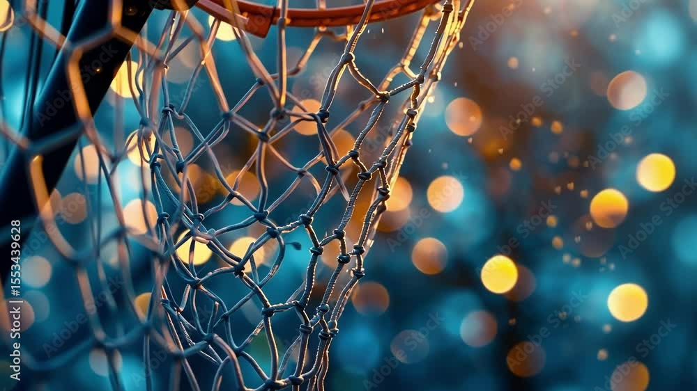 Poster fuzzy outlines of players and nets blend together in a mesmerizing display of athleticism.