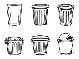 Trash Container Minimal Line Illustration