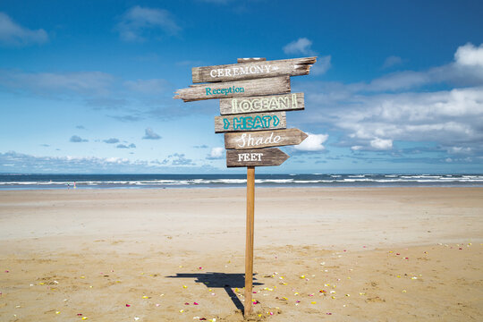 Signpost on a beach