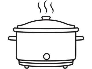 Vector Line Drawing Of Slow Cooker