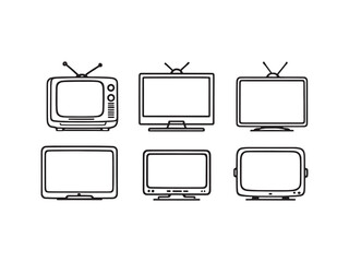 Vintage Television Set Vector Line Art