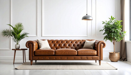 Modern interior design with comfortable living room furniture, including a sofa, armchairs, and contemporary decor