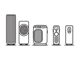 Air purifier vector outline for healthy breathing
