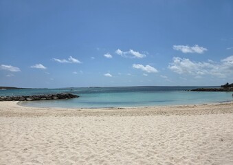 Tropical Beach Scene with Clear Blue Skies