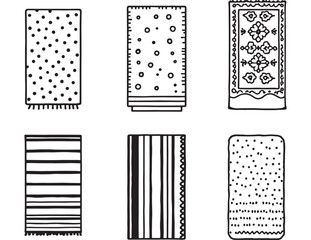 Antique carpet sketch with floral vector line details