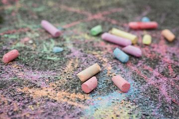 Coloured Chalk Scribbles on rough surface
