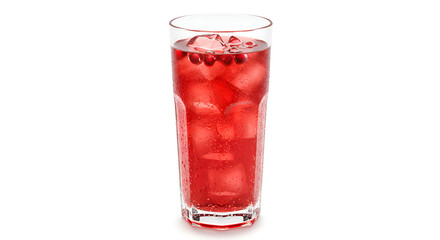 red cocktail with ice isolated on white background