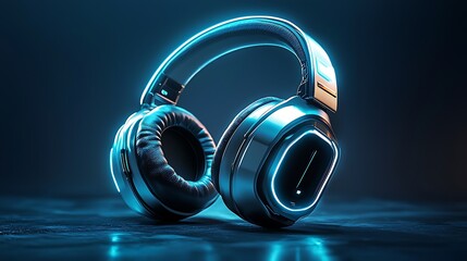 Black headset neon light style high resolution picture