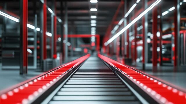 Modern Factory Automated Assembly Line Operation