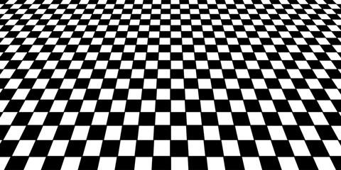 Black and white checkered pattern . Chess pattern . Black and white square background . Checkered wallpaper . Vector illustration