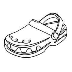 Plastic garden shoes ,pair of plastic clogs  one line art drawing 