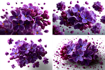 Fototapeta premium set of violet flowers