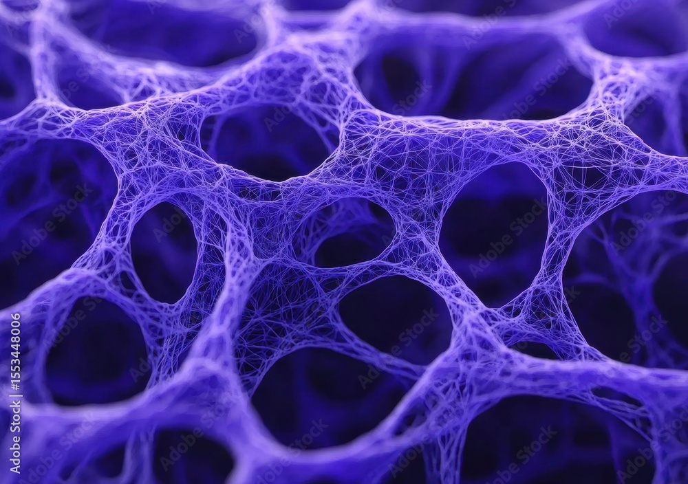 Poster abstract purple structure of interconnected networks and cells