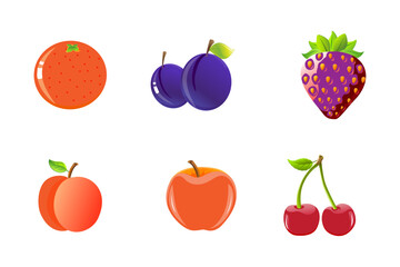 Vector fruits icon set. Illustration of fresh frui