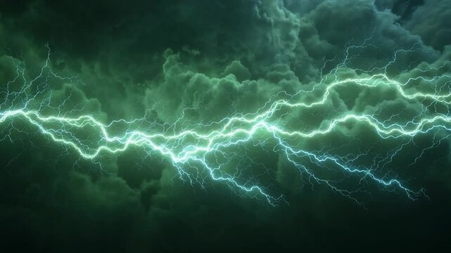 Electric Cascade:  A dramatic display of electric power, with vibrant, forked lightning streaks illuminating the turbulent clouds, creating a spectacle of raw energy and nature's fury.