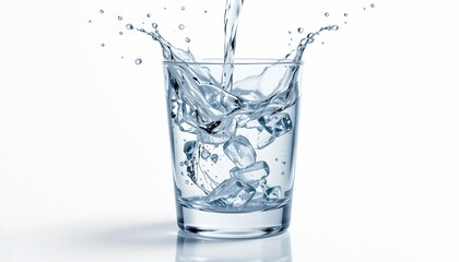 Refreshing Cold Water with Ice Cubes