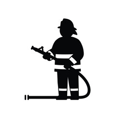 Firefighter Silhouette Icon of Bravery and Service