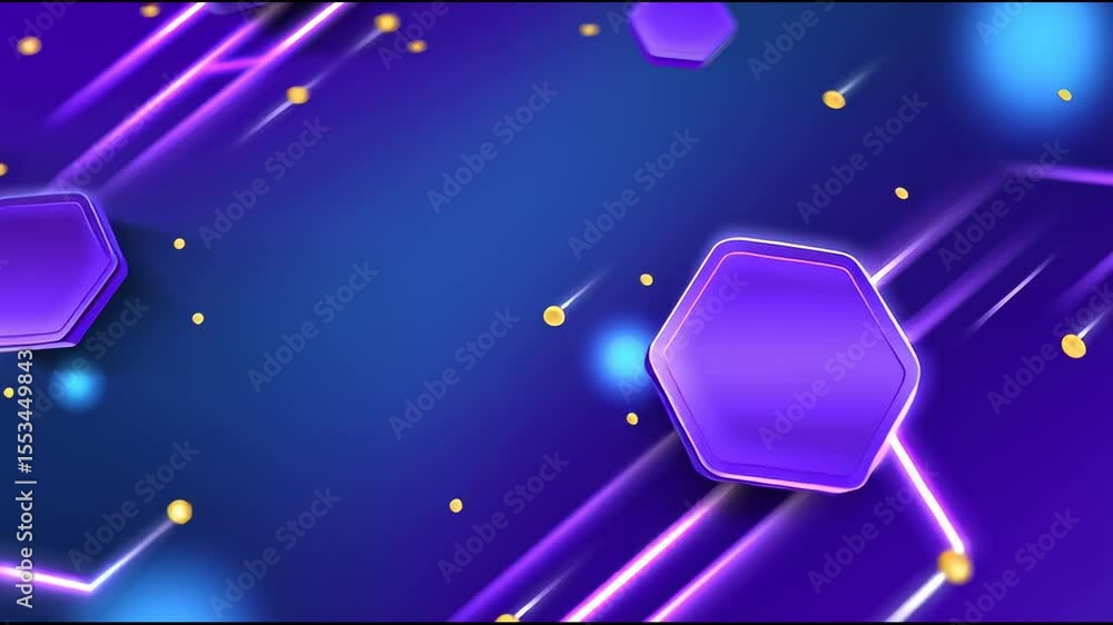 Aufkleber visual exploration of vibrant purple hexagons and dynamic lines in a tech-inspired background