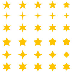 星のアイコン、5段階の変化、イラストセット