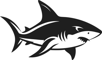 Black Shark Silhouette Vector Art Swimming Forward Ocean Predator Design