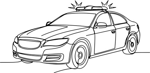 Cool Continuous Line Drawing of a Police Car – Sleek One-Line Vector Style © yayan