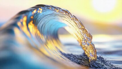 Beautiful ocean wave with vibrant colors and sparkling sea foam. Great for beach, nature, or water themed s.